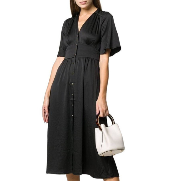 Ba&sh Pamela Dress V Neck Midi Black XS - Picture 1 of 16